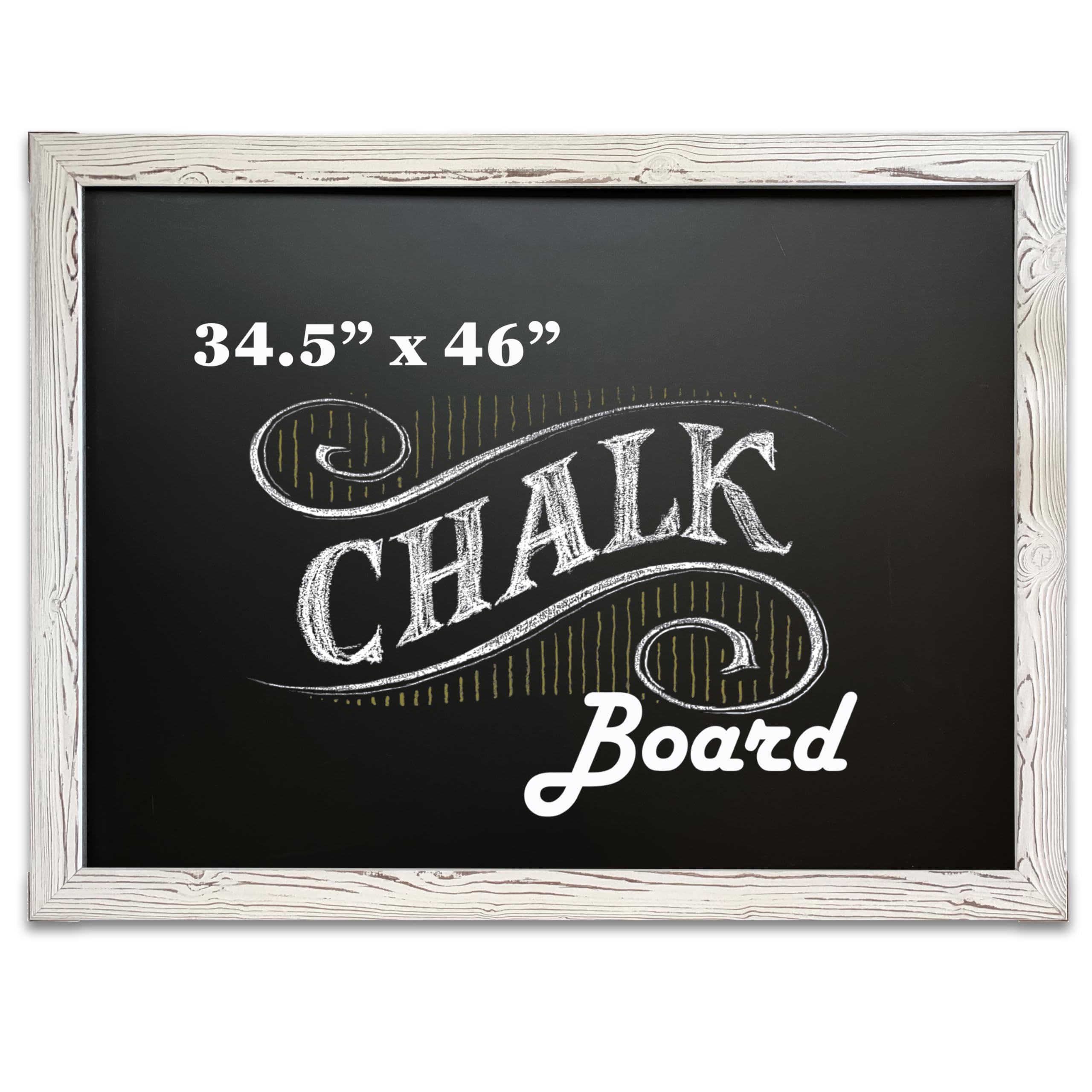 Photo 1 of Loddie Doddie Magnetic Chalkboard - 46 x 34.5 in, White Rustic Frame, Wall Mount - Erasable Chalk Board Surface & Message Center - Chalkboard Signs & Magnet Board