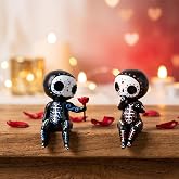 Sugar Skull Couple Statue, Sugar Skull Decor, Day of The Dead Decorations,Resin Skulls Sculptures Home Decor,Dia De Los Muertos Decor,Halloween Adorable Skulls Figurines Gifts for Women (Couple)