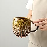 20oz Large Coffee Mug - Unique Handcrafted Look Ceramic Cup, Large Tea Mug, Microwave & Dishwasher Safe (yellow)