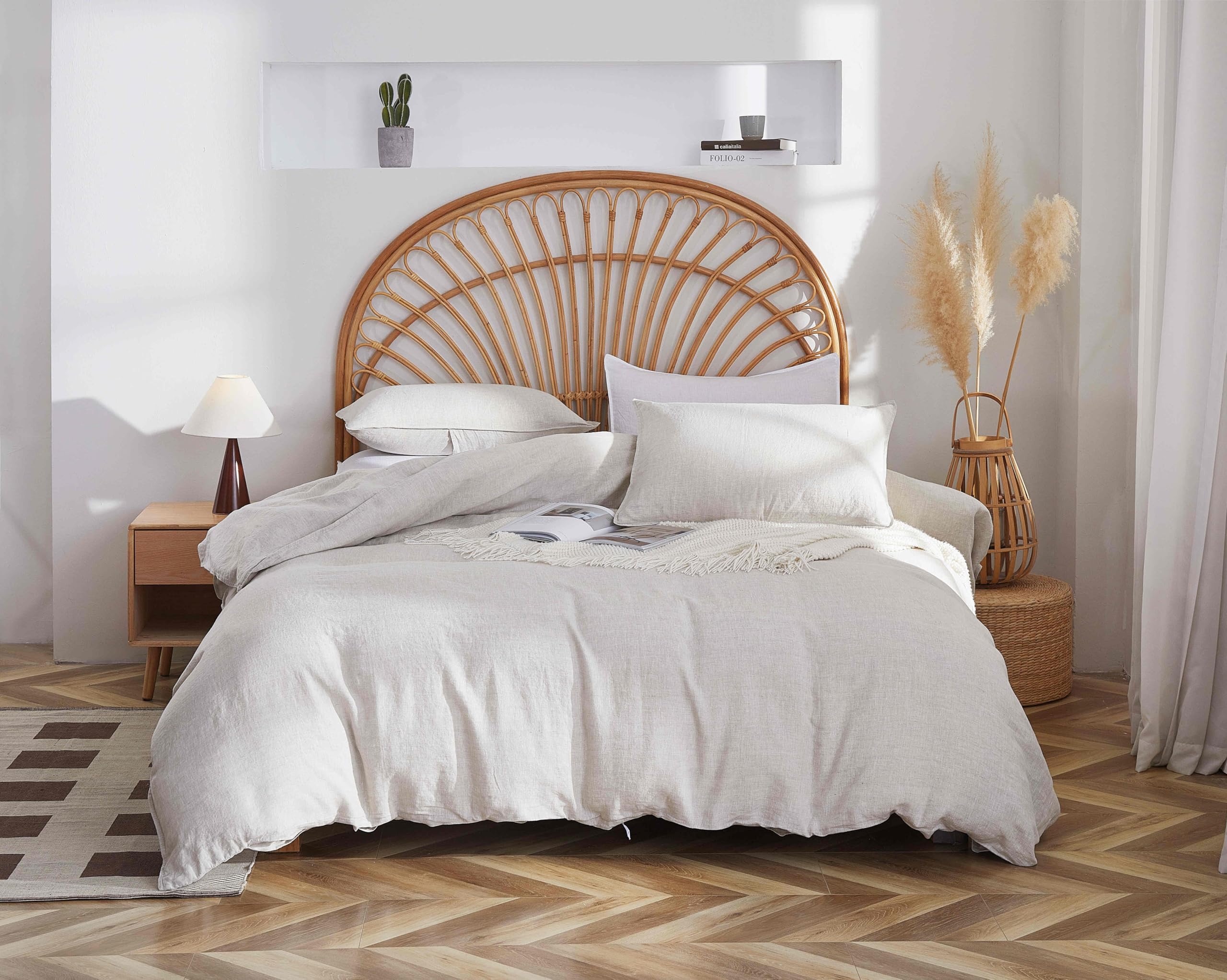 Photo 1 of AORISSI 100% French Flax Linen Duvet Cover Set, Queen Size 90''x90'' 3 Pcs with 8 Corner Ties and Button Closure, Soft and Breathable for All Season (Natural Linen, Queen)