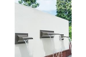 PONDO 8 Inch 316 Stainless Steel Eagle Sheer Waterfall Spillway, Koi Pond Waterfalls Fountains Kit Ideal for Garden, Poolside, Patios—Suitable for Marine, Chloride Environments (Brown Powder Coating)