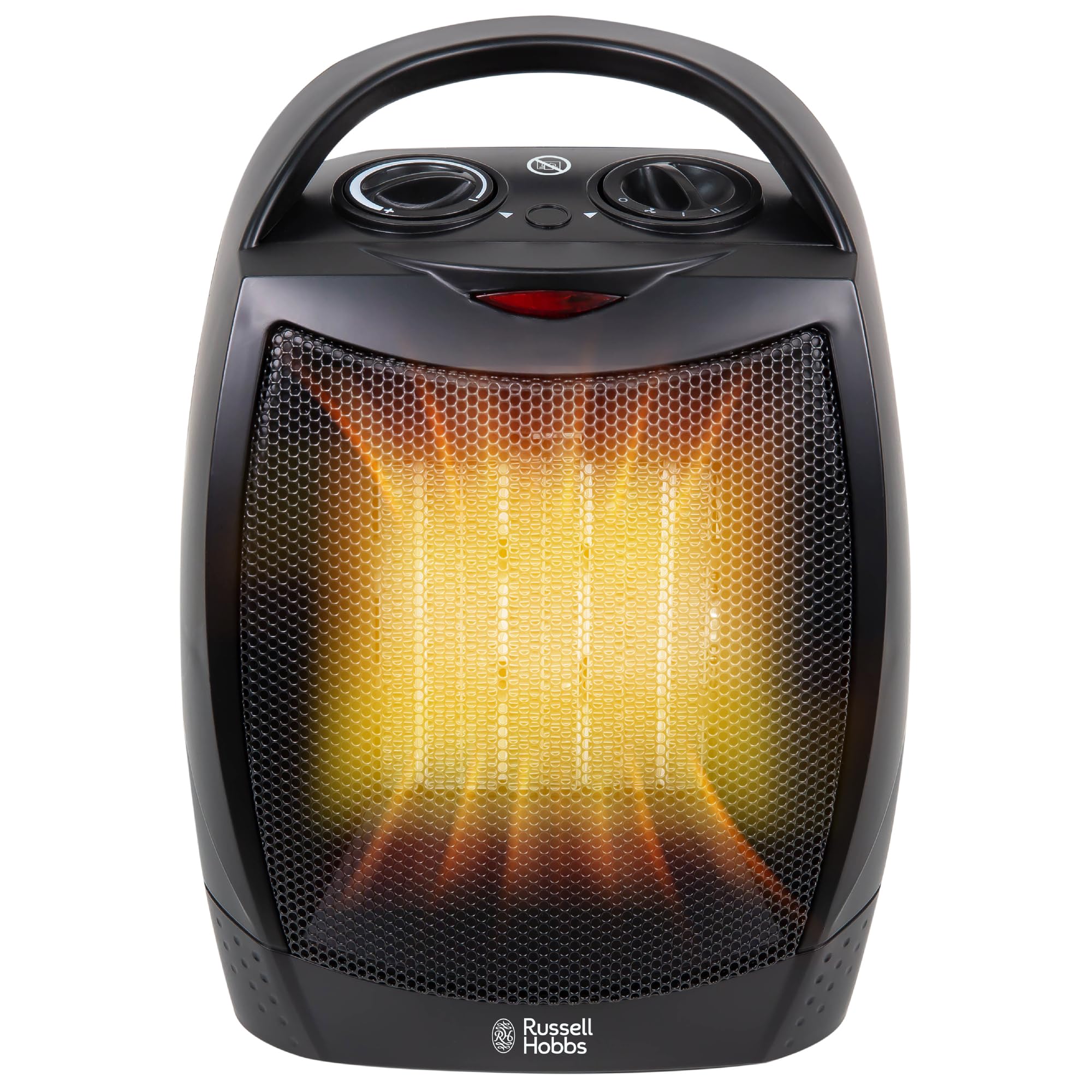 Russell Hobbs 1500W/1.5KW Electric Heater Black PTC Ceramic Space Heater, Portable Upright, 2 Heat Settings, Overheat Protection, Adjustable Thermostat, 15m2 Room Size, RHFH1006B, 2 Year Guarantee