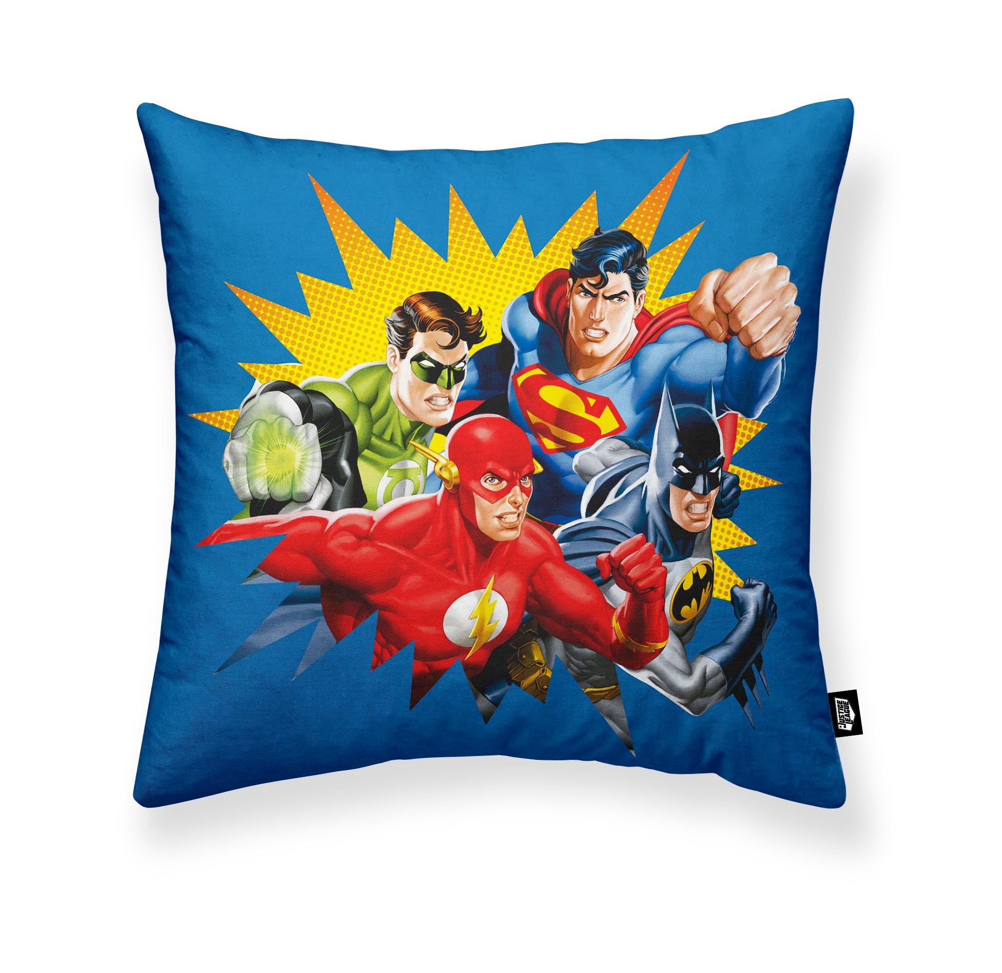 BELUM | Cushion Cover 100% Cotton 45x45cm Model Justice League B | Cushion Cover Justice League | Cushion Cover Half Panama Fabric 100% Organic Cotton