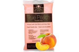 FLEUR DE SPA Premium Paraffin Wax Refills - Made in USA - Enhanced and Rich Oil Infusion of Coconut and Jojobo for Luxurious Spa and Home Use on Hands and Feet (True Peach, 1 pound)