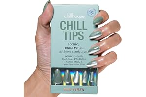 Chillhouse - Chill Tips, Press on Nails Kit - Sea Siren (Almond) - 24 Nail Shapes & Sizes - Up to 3 Weeks of Wear - Customizable Fit - Reusable - Latina Founded & Women Owned - Beauty & Self Care