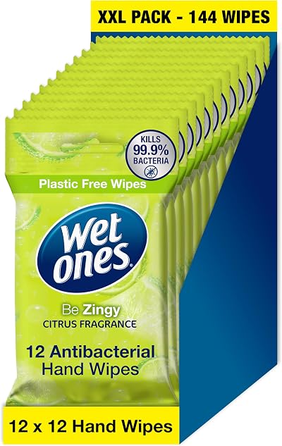 Wet Ones Be Zingy Plastic Free Antibacterial Wipes 144 Wipes 12x12