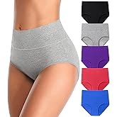 MISSWHO Cotton High Waisted Women Underwear Soft Briefs Full Coverage Comfy Ladies Panties (Regular & Plus Size)