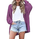 HOTOUCH Lightweight Crochet Cardigan for Women Long Sleeve Open Front Knit Oversized Cardigans Sweaters