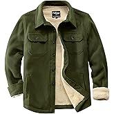Puhope Men's Polar Fleece Warm Sherpa Lined Shirt Jacket for Men Thick Button Down Jacket with Multi Pockets