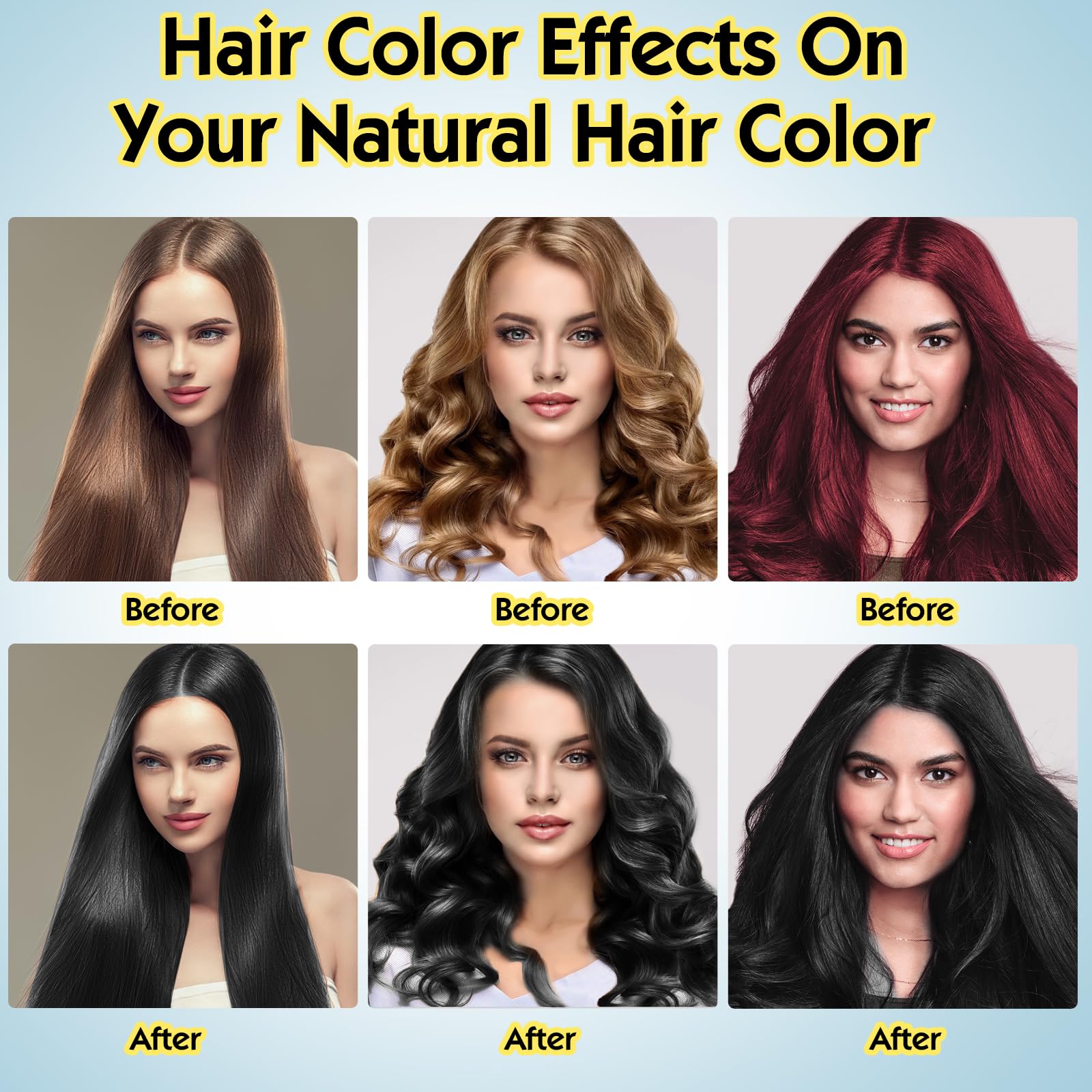 Black Hair Dye Shampoo 3 in 1, Herbal Shampoo Hair Dye for Women Men, Grey Coverage Shampoo 16.9fl oz