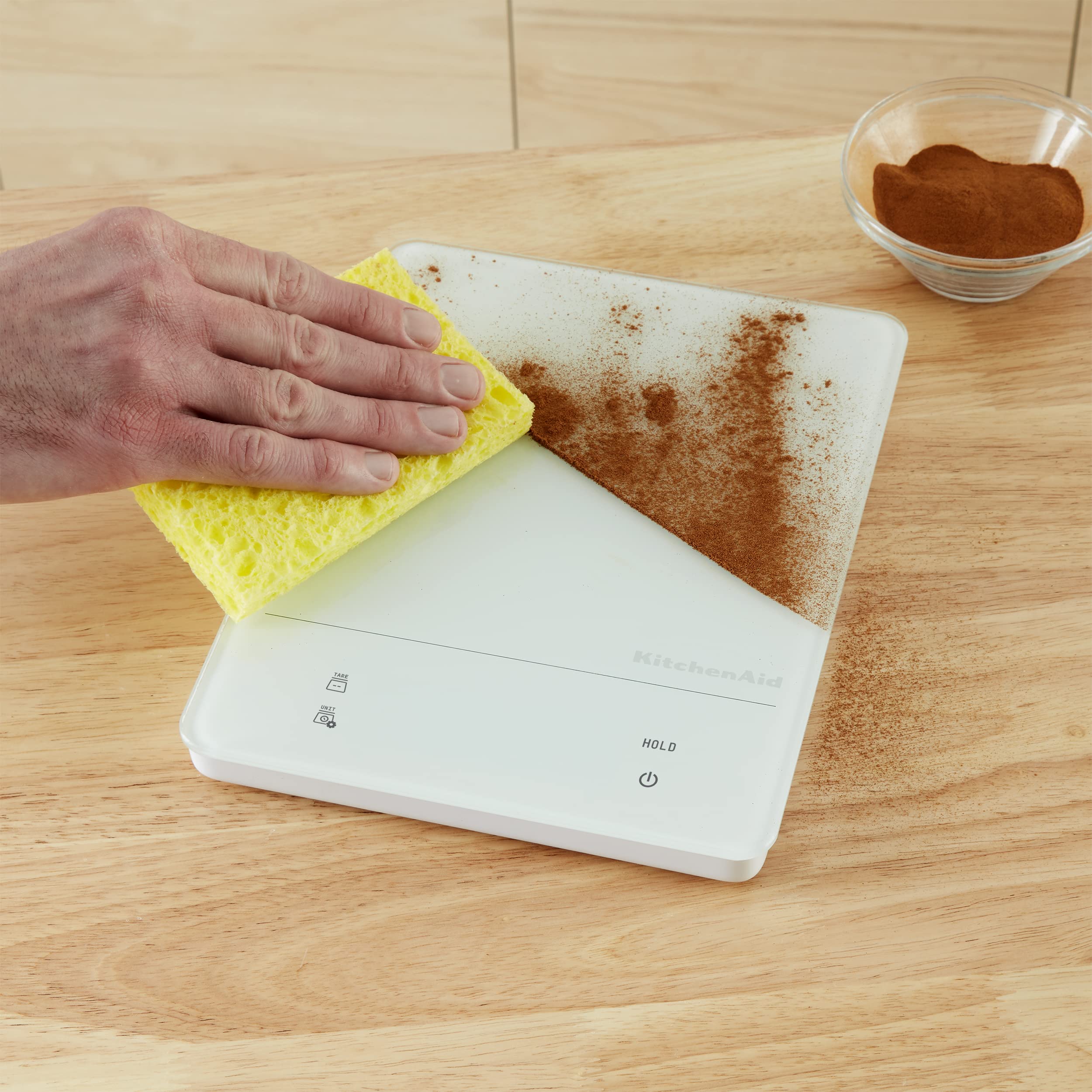 KitchenAid KQ913 Digital Waterproof (IPx7) Kitchen and Food Scale, LED readout, 11 Pound Max Capacity, White