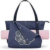 Gonex Yoga Mat Bag, Yoga Gym Bag Tote Bag with Multi Pockets For Women Men, Canvas Yoga Mat Carrier Take in Out Mat Easily For Pilates Travel Workout Office