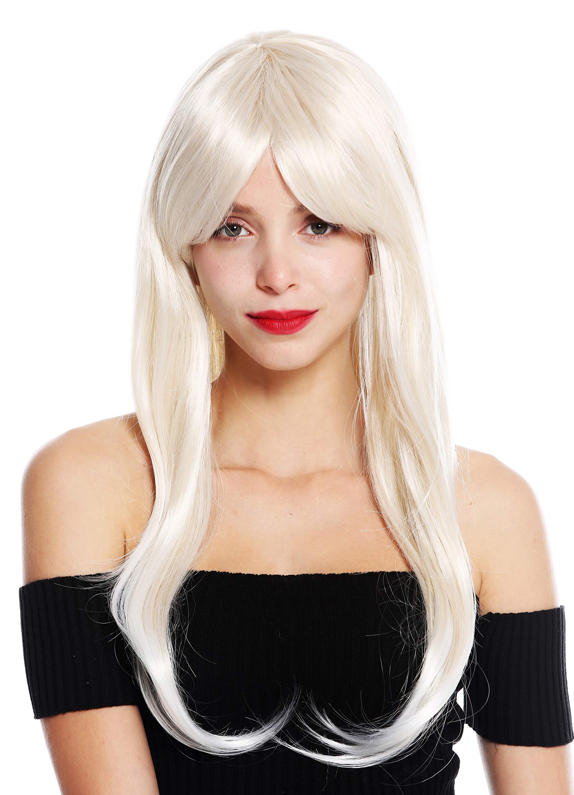 WIG ME UP - VK-30-266T quality women's wig long sleek long fringe parted blonde white blonde highlighted