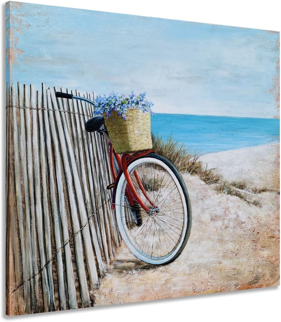 Paintings - GALLERIEWALLA Coastal Farmhouse Wall Art - Hand Painted Beach Painting for Home Deor