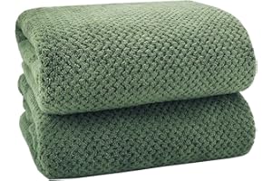 ANKING 40x80 Inches Bath Sheets Extra Large Bath Towels for Adults Super Soft Quick Dry Light Weight Lint Free Microfiber Shower Towels (2pack, Olive Green)