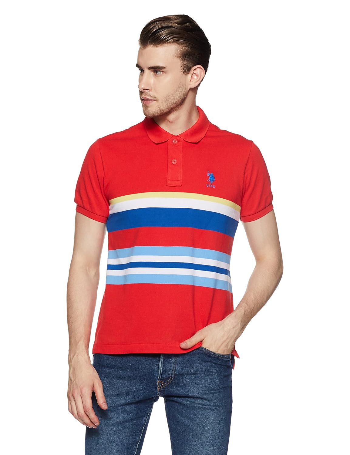 us polo association men's striped regular fit polo