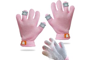 FURBB Pet Grooming Glove 2pack Cat Dog Gentle Deshedding Brush Glove - Efficient Pet Hair Remover Massage Mitt - Enhanced Five Finger Design Perfect for Long Short Fur (Pink 2Pack)