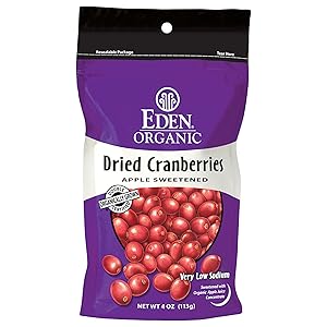 Eden Organic Dried Cranberries, 4-Ounce Pouches (Pack of 5)