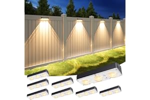 APONUO Solar Fence Lights Outdoor Waterproof, Fence Lights Solar Powered, 12 RGB Color Modes & Warm White & Cool White, Fence Solar Light Outdoor for Backyard, Patio, Wall, Deck, Yard（8 Pack, Black）