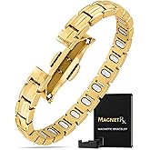 MagnetRX® Magnetic Bracelets for Women - EllipseMAX 5X Strength 5,000 Gauss Magnets - Designed in USA & PATENT PENDING - Premium Titanium Womens Magnetic Bracelet & Adjustable Length (Gold)