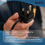 Status 13A 3‑Pin Black Plug Tops Pack of 3 BS1363 CE Certified Cord Grip view 4