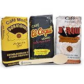 Deluxe Puerto Rican Coffee Selection | Cafe El Coqui, Cafe D'Aqui, and Cafe Borinquen Ground Coffee from Puerto Rico, 14 Ounce (Pack of 3) - Includes El Pantry Spoon