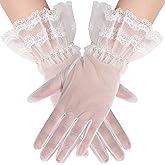 zeasciosd Women's Short Lace Floral Gloves Sheer Mesh Tulle Wrist Length Wedding Bridal Opera Tea Party Gloves