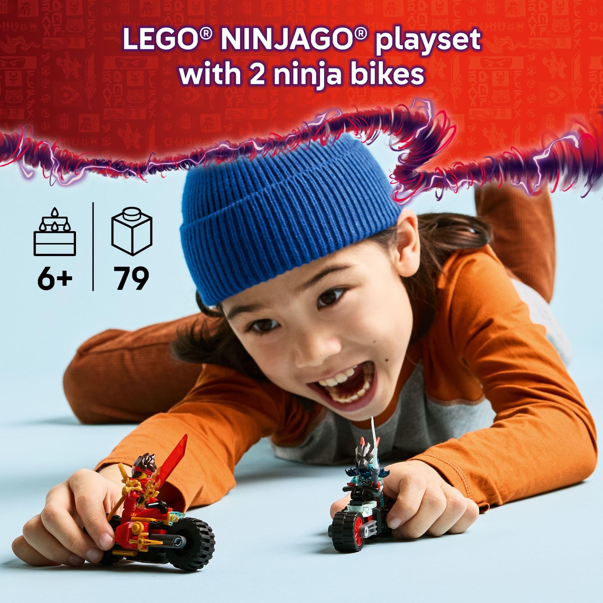 LEGO NINJAGO Kai's Motorcycle Speed Race Building Toy for Kids - Pretend Play Motorcycle Toy with 2 Minifigures - Building Blocks for Boys & Girls, Ages 6+ - Gift Idea for Birthdays - 71838