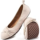 Ecetana Womens Flats Shoes Dressy: Round Toe Bowknot Suede Foldable Ballet Flats Comfortable Casual Slip On Loafers