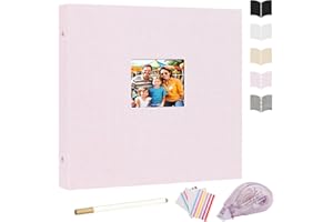 Aevdor Scrapbook Photo Album Linen Cover, 10x10 Inch Large 3 Ring DIY Album 40 Sheets 80 Pages for Baby Shower Travel Wedding Anniversary Kids Adventure, Scrapbook Kits (Lilac)