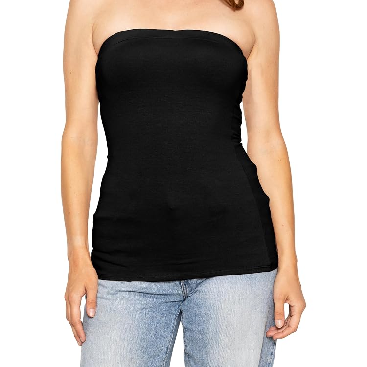Kurve Medium Length Bandeau Bra Top - UPF 50+ UV Protective, Seamless, Made In USA (Black/Mint, XS-Med)