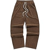 ZAFUL Mens Corduroy Pants Straight Leg Drawstring Elastic Waist Casual Pants Lounge Baggy Trousers with Pockets