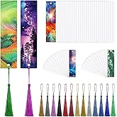 100 Pcs Sublimation Bookmark Blank, Paper DIY Bookmarks with Hole and Colorful Tassels for Crafts,Personalized Tassels Blank Bookmarks