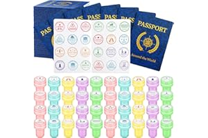 Leitee Passport Stampers Set for Kids 80 Pack Travel Passport Stampers and 40 Pack Fake Blank Passport Books for Kid World Travel Pretend Activity Classroom School Projects Theme Party Favors (World)