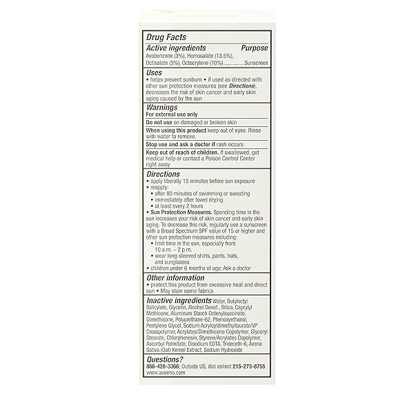 AVEENO PROTECT + HYDRATE FACE SUNSCREEN, SPF 60 BROAD SPECTRUM, FOR SENSITIVE SKIN, TRAVEL SIZE, WATER RESISTANT (80 MINUTES), PARABEN, OXYBENZONE & OIL FREE, 2 FL OZ