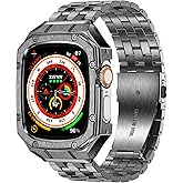 MioHHR Stainless Steel Watch Case with Bands Compatible with Apple Watch Band 49mm(Ultra 3/2/1), Metal Cover Bumper with iWatch Bands for Apple Watch 49mm Ultra 3/2/1, Space Gray