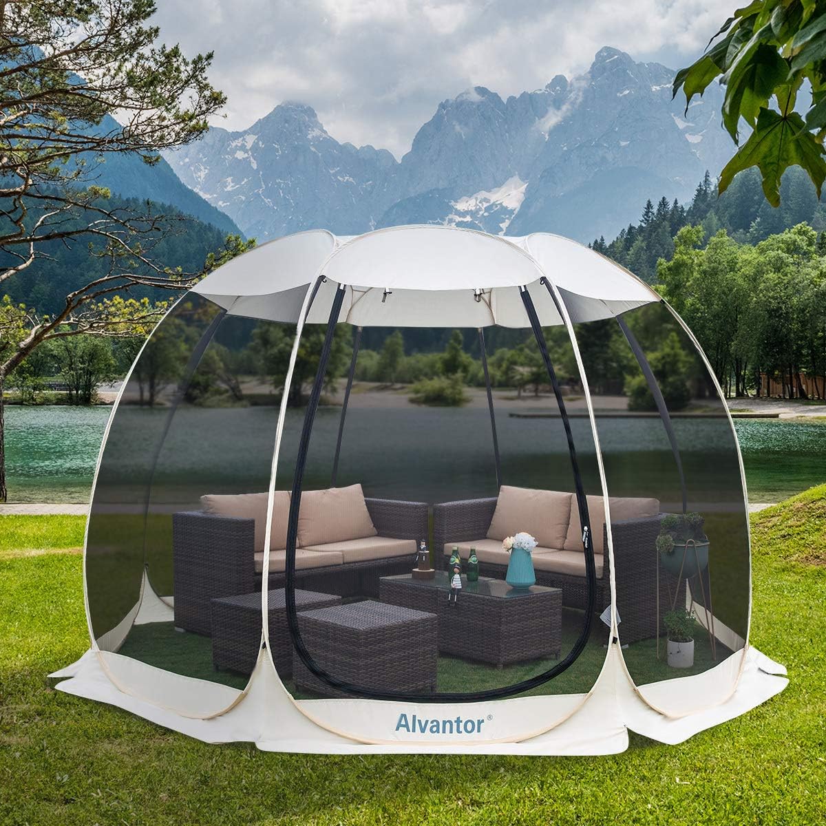 Alvantor Screen House Room Outdoor Camping Tent Canopy Gazebos 4-15 Person for Patios, Instant Pop Up Tent, Not Waterproof: Sports & Outdoors