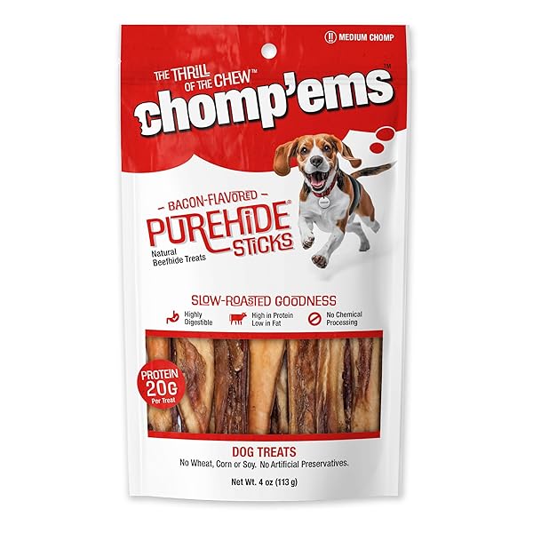CHOMP ‘EMS PUREHIDE STICKS HEALTHY NATURAL RAWHIDE DOG CHEW, 4 OZ