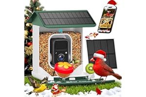 BROAIMX Smart Bird Feeder with Camera-AI Identify 11,000+ Species, 2K HD Auto Capture Birds Video & 64G TF Card, Solar-Powered Wireless Outdoor Design, Birdhouse with Built-in Two-Way Microphone