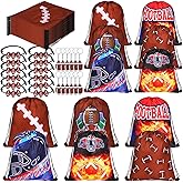 Patelai 36 Pcs Football Party Favors 12 Football Drawstring Gift Bags Team Sports Goodie Treat Bag Candy Snack Backpack 12 Adjustable Bracelets 12 Keychains for Birthday Party Supplies Decorations