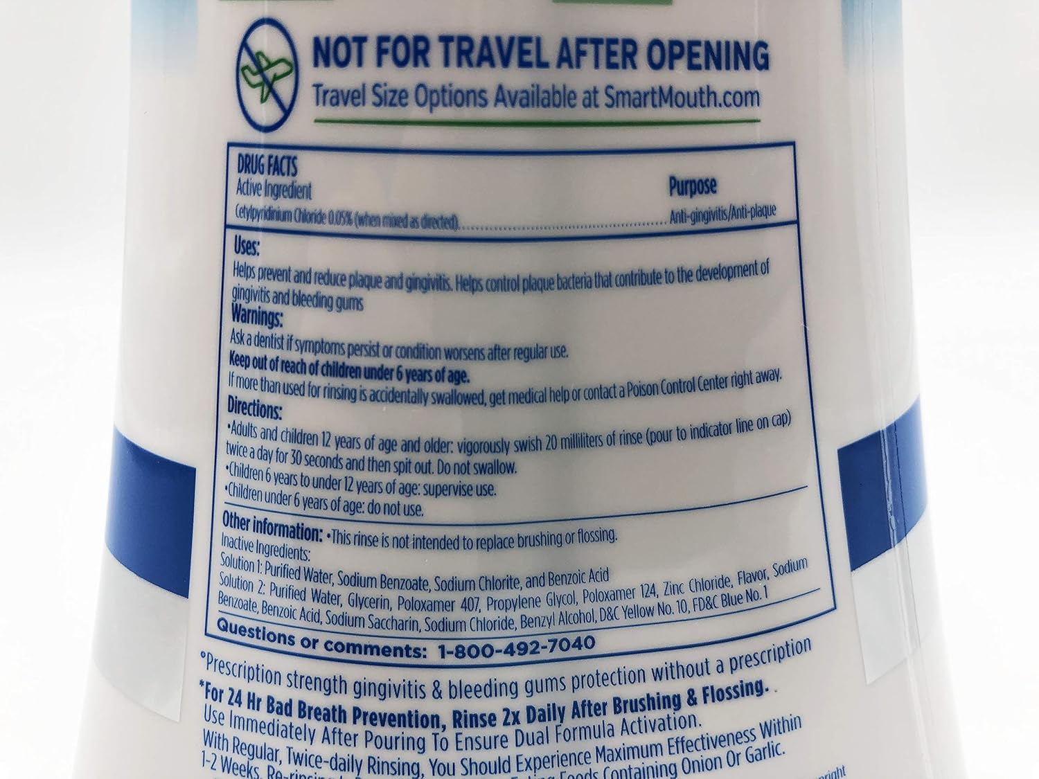 SmartMouth Clinical DDS Oral Rinse for the Treatment of Bad Breath and Protection From Gingivitis and Gum Disease, 16 oz, 2 pack : Beauty