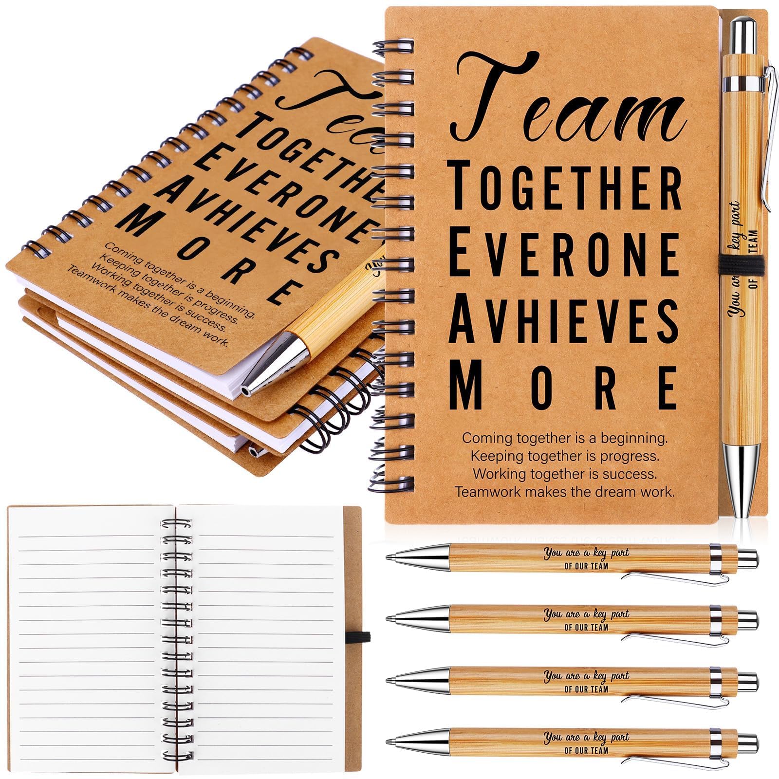 Augenstern 4 Sets Employees Appreciation Gifts Bulk Motivational Spiral Notebooks with Inspirational Ballpoint Pens Thank You Notepad Pen Set Team Gifts for Coworkers Teacher Colleague Staff Nurse