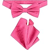 Vesuvio Napoli BowTie Hanky Solid Paisley Color Mens Bow Tie Handkerchief Pocket Squares