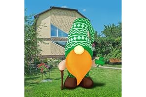 AIGNC Inflatable St Patricks Decorations 7FT Blow Up Leprechaun with Walking Stick Inflatable Green Hat Elf Holding Shamrocks for Irish Day Yard Decoration Lucky Holiday Outdoor Clearance…