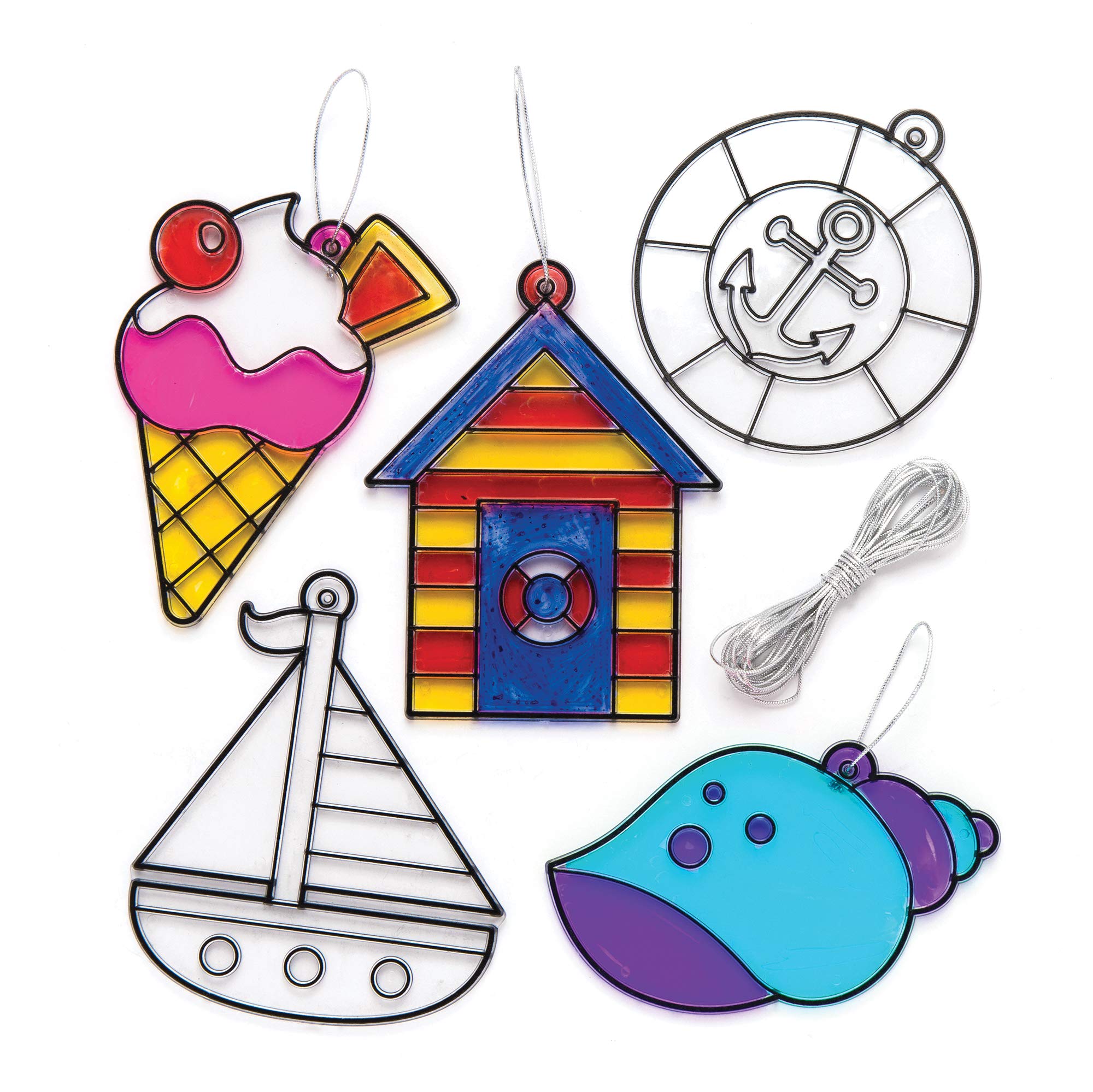 Baker Ross AR515 Seaside Suncatchers, Perfect for Children to Decorate and Sticker (Pack of 8), 2.0 cm*21.0 cm*15.0 cm — image 1