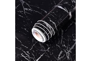 YCJYZLF Black Marble Contact Paper, Peel and Stick Wallpaper, Self Adhesive Removable Wallpaper Waterproof, Glossy Granite Wa