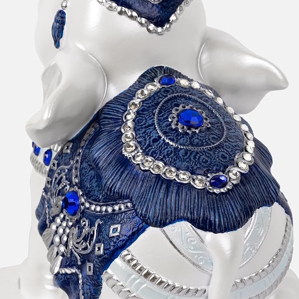 MXARLTR ELEPHANT BOOKENDS FOR SHELVES, DECORATIVE BOOKENDS, BOOK HOLDERS WITH ANTI-SLIP PAD FOR BOOK LOVERS HEAVY BOOK STOPPER FOR HOME OFFICE DECOR (BLUE&WHITE)