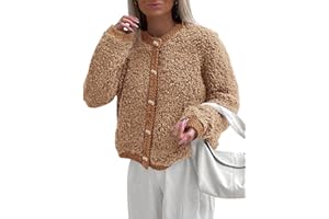 PRETTYGARDEN Women's Faux Fur Coat 2025 Fall Fuzzy Fleece Button up Shearling Cropped Jackets Winter Trendy Outerwear