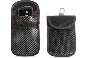 AOCISKA 2PCS Faraday Key Fob Protector,Premium Faraday Bags Car RFID Signal Blocking Key Fob Protector,Anti-Hacking RFID Key Faraday Cage,Carbon Fiber Material Anti-Theft Faraday Pouch
