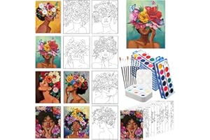 Ctosree 12 Sets Pre Drawn Canvas Kit for Painting Adults Sip and Paint Kit Art Pre Printed Canvas Bulk for Valentine's Day Gifts Adult's Date Night(Charming Lady,8 x 10 in)